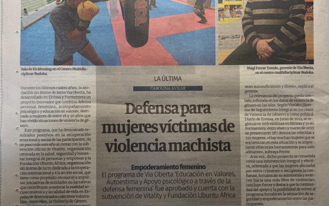 Vía Oberta se consolida en Ibiza y Formentera con su proyecto de apoyo a mujeres víctimas de violencia de género